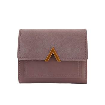 ins ກະເປົາເງິນຂະຫນາດນ້ອຍຂອງແມ່ຍິງສັ້ນ 2024 ໃຫມ່ຍີ່ປຸ່ນແລະເກົາຫຼີງ່າຍດາຍປ່າໄມ້ retro ນັກສຶກສາ versatile folding wallet ຖົງບັດ