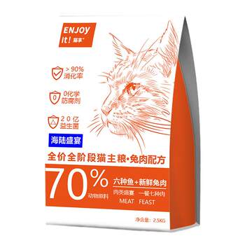 Cat Enjoy Cat Food Adult and Young Cat Main Food ລາຄາເຕັມ ຊີ້ນປາສົດ ແລະ ຊີ້ນກະຕ່າຍ 10kg 20 Fattening Hairy Cheeks Stray 500g ທົດລອງ