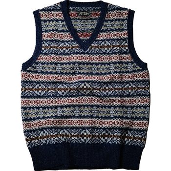 AnnualRing vintage British Shetland Islands Fair Isle woolen sweater knitted pullover vest for men and women