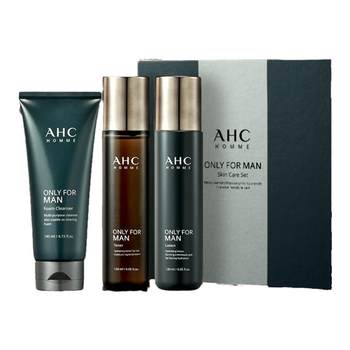 AHC Official Flagship Store Men's Water Milk Cleanser 3-piece Gift Set ຄວາມຊຸ່ມຊື່ນທີ່ອ່ອນໂຍນ, ຄວາມຊຸ່ມຊື່ນ, ຄວບຄຸມຄວາມມັນ, ສົດຊື່ນແລະເຮັດຄວາມສະອາດຢ່າງເລິກເຊິ່ງ