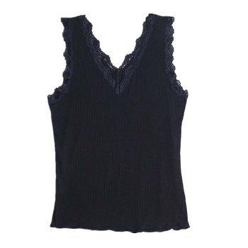 ແບບພາກຮຽນ spring ແລະ summer ແບບ double V-neck lace threaded cotton vest suspender women's slim slim sleeveless vest bottoming shirt