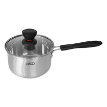 ASD G1916 16CM stainless steel milk pot with glass cover and bottom induction cooker open flame universal