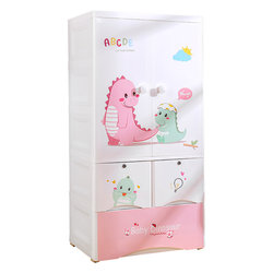 Extra large baby and children plastic wardrobe cartoon simple assembly thickened double door storage cabinet baby clothes organization