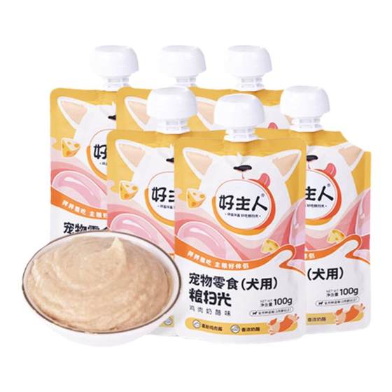 Grain sweeps all the staple food companion cheese chicken puree dog snack wet food dog canned grain 100g*6
Grain sweeps all the staple food companion cheese chicken puree dog snack wet food dog canned grain 100g*6