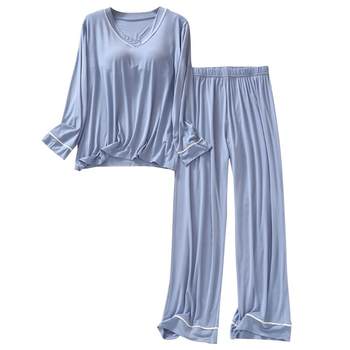 Modal padded pajamas ສໍາລັບແມ່ຍິງພາກຮຽນ spring ແລະດູໃບໄມ້ລົ່ນ trousers ສັ້ນແຂນຍາວບາງ summer ວ່າງບ້ານເຄື່ອງນຸ່ງຫົ່ມສາມສິ້ນຊຸດສໍາລັບນອກ