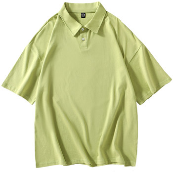 ເສື້ອໂປໂລແຂນສັ້ນສີແຂງໃນຊ່ວງລຶະເບິ່ງຮ້ອນສໍາລັບຜູ້ຊາຍ in trendy brand Hong Kong style Japanese loose internet famous lapel handsome T-shirt trendy half-sleeved T-shirt