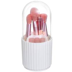 Makeup brush storage tube dust-proof cover eyebrow pencil powder puff eye shadow lipstick desktop cosmetics box brush barrel storage rack