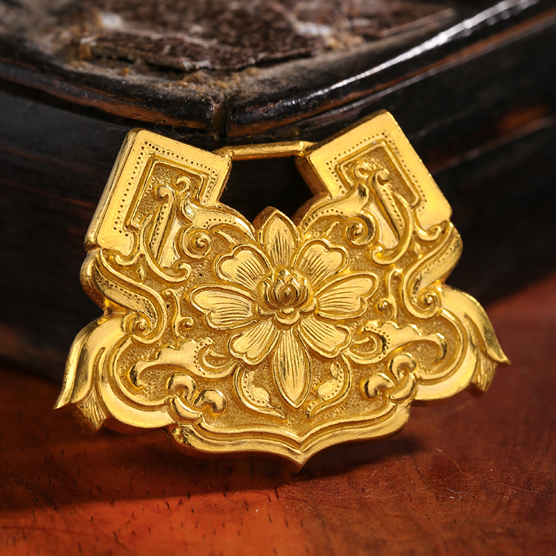 雅蜜印象花开富贵古法黄金錾刻手工定制足金配件纯金手链项链配饰