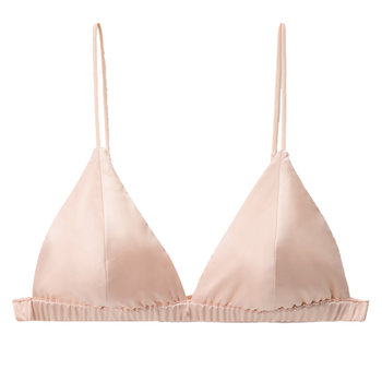 Forlé Girl French Triangular Cup Satin Underwear Women's Thin Wireless Breast Small Breast Non Empty Cup Sexy Bra