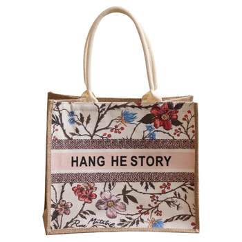 ກະເປົ໋າແມ່ຍິງ ຖົງໄປຊື້ເຄື່ອງ Customized Canvas Bags Retro Linen Bags Handbags Outing High-quality Exquisite Tote Bags
