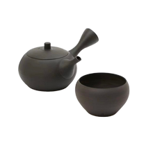 (Self-operated) Saliu Japan imported black pottery side handle teapot Ling RYO Japanese tea making tea set tea cup gift box