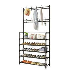 Shoe rack for home door multi-layer new style 2024 popular simple rental house with sub-door coat rack integrated iron art