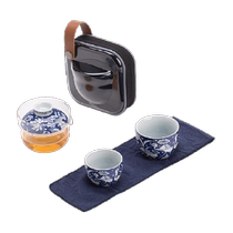 苏氏陶瓷(SUSHI CERAMICS)国潮青花一路莲升旅行包便捷茶具