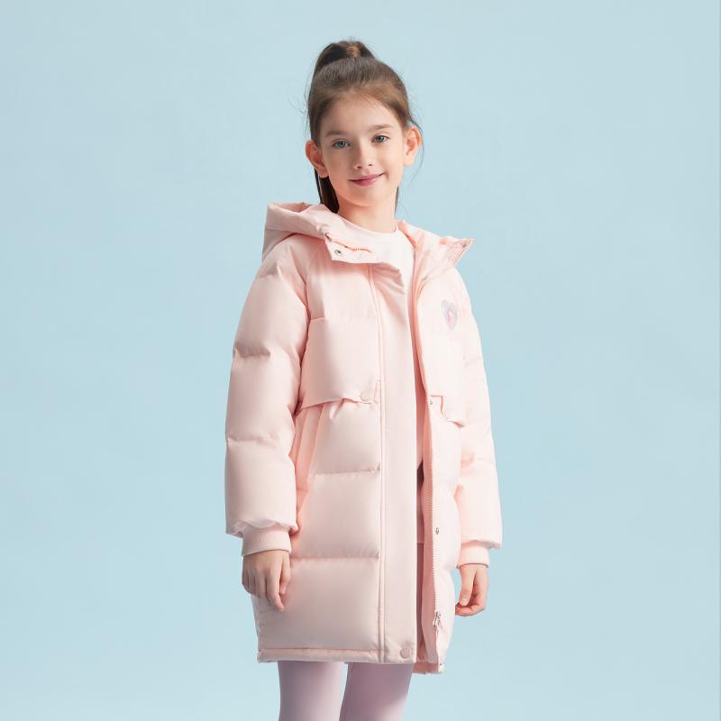 【抗菌绒】波司登儿童羽绒服易打理公主中长款女大童冬装外套加厚
