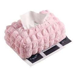 Soft cream puff cotton seersucker tissue box double-layer fabric tissue bag light luxury desktop storage car