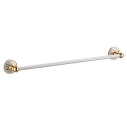 European style white painted towel rack bathroom hardware hanging towel bar single pole golden bath towel rack storage rack no punching