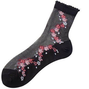 ພາກຮຽນ spring ແລະດູໃບໄມ້ລົ່ນຝ້າຍທີ່ບໍ່ເລື່ອນລົງລຸ່ມແກ້ວຜ້າໄຫມ socks ultra-thin crystal socks ງ່າຍດາຍສີດໍາຜ້າໄຫມ breathable ແມ່ຍິງກາງ-length ທົນທານຕໍ່ເນື້ອຫນັງ sexy.