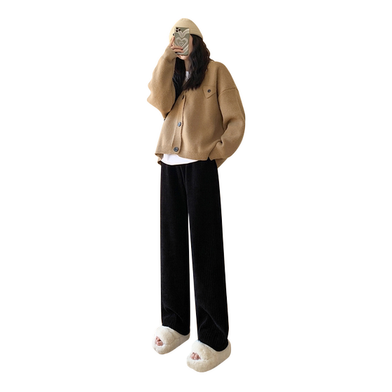 Pregnant women's pants in autumn and winter wearing Snowy plus velvet thickened wide -leg long trousers Winter new leggings winter clothes Pregnant women's pants in autumn and winter wearing Snowy plus velvet thickened wide -leg long trousers Winter new leggings winter clothes