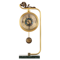 New Chinese style table clock home desktop living room fashionable clock pure copper clock ornament atmospheric creative vertical table clock