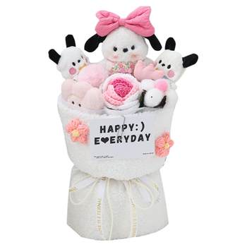 Cute girly heart cartoon dog doll plush doll bouquet ຂອງຂວັນວັນເກີດທີ່ສ້າງສັນສໍາລັບເດັກນ້ອຍ, ຫມູ່ເພື່ອນທີ່ດີທີ່ສຸດແລະແຟນ