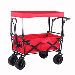 Outdoor multifunctional folding camping trolley shopping cart camping trailer slider removable sunshade top accessories