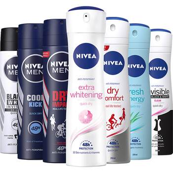 Nivea ສະເປກັນເຫື່ອສຳລັບຜູ້ຍິງ ແລະຜູ້ຊາຍ, ດັບກິ່ນໃຕ້ແຂນ, ສົດຊື່ນ, ຕ້ານການຊຶມເສົ້າ, ຕ້ານການຊຶມເສົ້າ, ດັບກິ່ນ ແລະກຳຈັດກິ່ນ