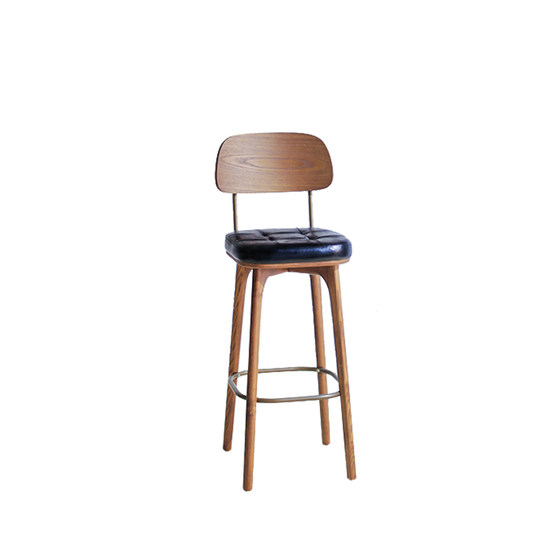 Chinese -style industrial style leather retro LOFT gold tall back bar chair coffee stool solid wood modern Nordic Chinese -style industrial style leather retro LOFT gold tall back bar chair coffee stool solid wood modern Nordic