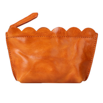 ກະເປົ໋າຂອງແມ່ຍິງຫນັງແທ້ຂອງຊັ້ນທໍາອິດຜັກ tanned cowhide mini wallet distressed retro coin purse portable small card holder