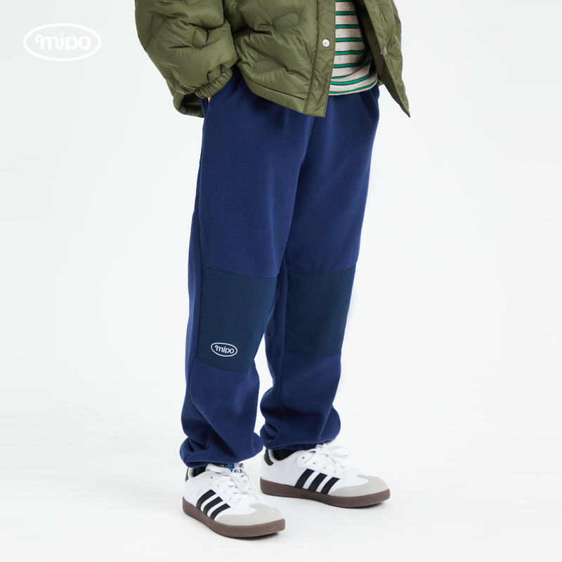 mipo AW23冬装 儿童摇粒绒裤子男加绒秋冬款女童运动卫裤束脚长裤