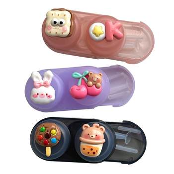 Anton Contact Lens Case Portable All-in-One Cute Contact Lens Box Removing and Wearing Tool Auxiliary Care Storage Box