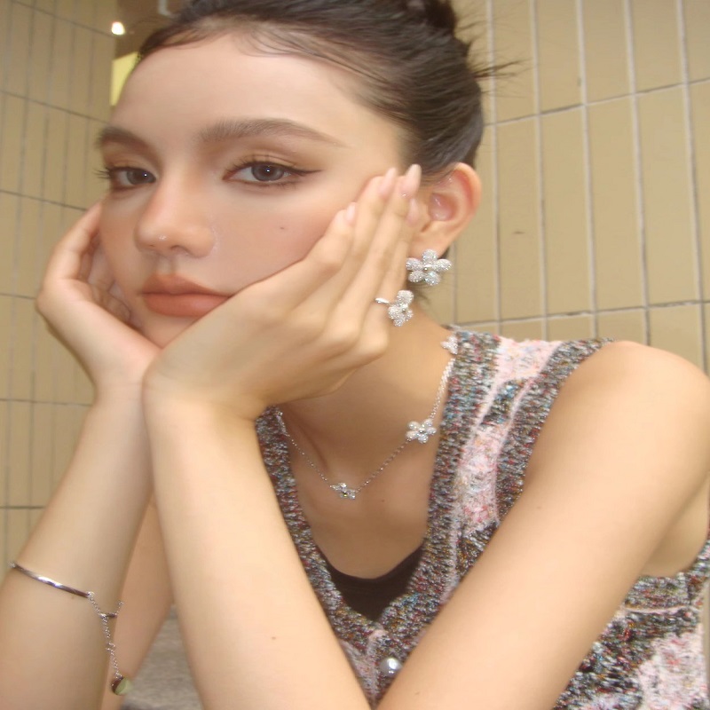 Boonee alus原创小众设计感花朵耳钉美拉德穿搭项链法式轻奢耳环