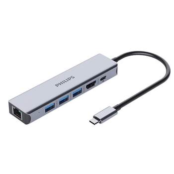 Philips expansion dock typec expansion USB splitter 4 Thunderbolt 3 multi-interface HDMI adapter cable network adapter ເຫມາະສໍາລັບ Apple computer converter macbook notebook Huawei ໂທລະສັບມືຖື iPad