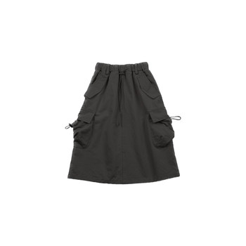 ເດັກຍິງທີ່ທັນສະໄຫມກາງຍາວຝ້າຍບໍລິສຸດ slit pocket workwear skirt ເດັກນ້ອຍ 2024 ພາກຮຽນ spring ໃຫມ່ສັ້ນສັ້ນ