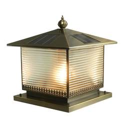 Villa courtyard light gate door pillar light fence head outdoor outdoor waterproof solar light all copper column head light