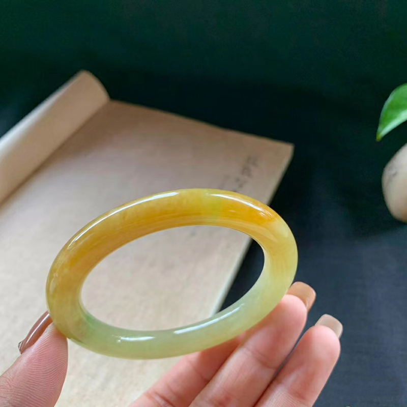 缅甸之玉女款天然黄翡红翡圆条冰种A货可证书直播专拍私拍无效