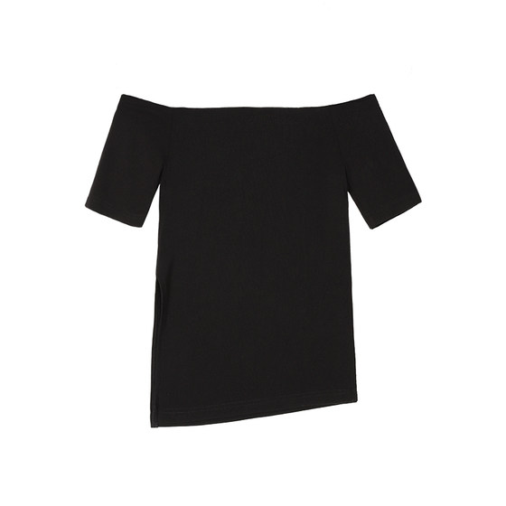 Ousph black one-shoulder short-sleeved top female hot girl summer irregular slit design T-shirt
Ousph black one-shoulder short-sleeved top female hot girl summer irregular slit design T-shirt