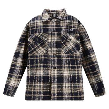 404MOB Spring Woolen Plaid Jacket Trendy Niche Lapel Outerwear Couple Loose Casual Small Fragrance Jacket