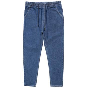 jeans ບາງໆ summer ສໍາລັບຜູ້ຊາຍ 2024 ໃຫມ່ elastic waist pants ຂາກວ້າງບວກໄຂມັນບວກຂະຫນາດ loose fat guy ພາກຮຽນ spring ແລະດູໃບໄມ້ລົ່ນແບບ