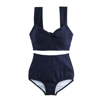 ໃໝ່ 2023 ແບບເກົາຫຼີແບບງ່າຍດາຍ Bikini ເຕົ້ານົມຂະຫນາດນ້ອຍລວບລວມທ້ອງແອວສູງປົກຫຸ້ມ Slimming Split Conservative Hot Spring Swimsuit ສໍາລັບແມ່ຍິງ