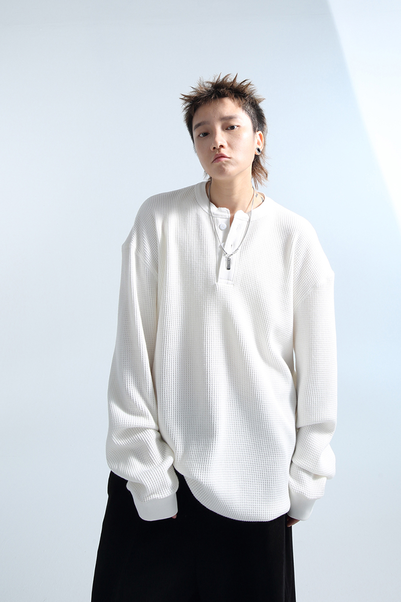 「GRNL」回潮亨利领 开襟华夫格oversize卫衣