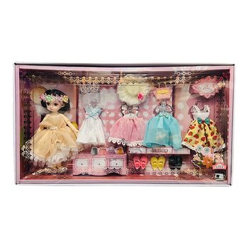 Little Fairy Variety Fashion Show Dressing Table Luggage Princess Exquisite Doll Clothes Shoes Girls Toys