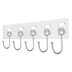 Stainless steel hooks without punching, strong adhesive hooks behind the door, kitchen bathroom, transparent, traceless dormitory clothes hanging hooks