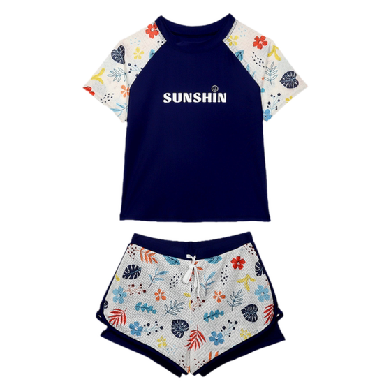 Children's swimsuit summer 2025 split swimsuit fashion girl fashionable short-sleeved swimsuit swimsuit swimsuit trunk suit quick dry sun protection Children's swimsuit summer 2025 split swimsuit fashion girl fashionable short-sleeved swimsuit swimsuit swimsuit trunk suit quick dry sun protection