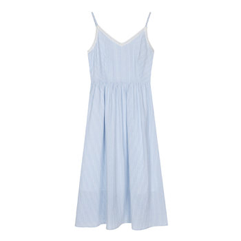 Cheese Rabbit Blue-neck suspender dress for women 2024 summer small waist A-line skirt temperament long skirt