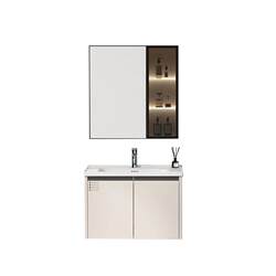 Cream white bathroom cabinet set Nordic style modern minimalist style sink and washbasin