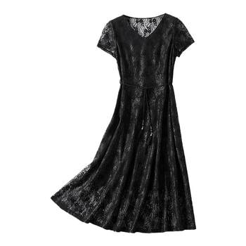 Zimi Yifang Lace Dress ແມ່ຍິງ Summer ຂອງແມ່ນຸ່ງປົກຄຸມທ້ອງ, ຫຼຸດຜ່ອນອາຍຸ, ແອວ, ສະແດງໃຫ້ເຫັນ slimming ແມ່ຍິງກະໂປງ