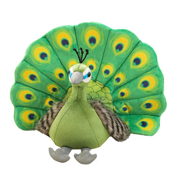 ສີຟ້າ peacock ສີຂຽວ peacock plush toy peacock ເປີດຫນ້າຈໍເຄື່ອງປະດັບ doll ເດັກນ້ອຍມັນສະຫມອງປື້ມບັນທຶກການສອນ puppet