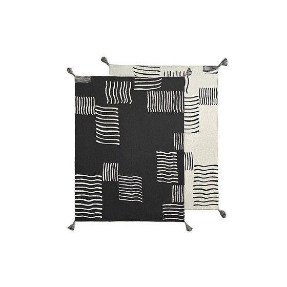 BACKTO Home Class A Maternal and Baby Cotton Wasabi Black and White Striped Sofa Blanket Spring and Summer Air Conditioning Blanket BACKTO Home Class A Maternal and Baby Cotton Wasabi Black and White Striped Sofa Blanket Spring and Summer Air Conditioning Blanket