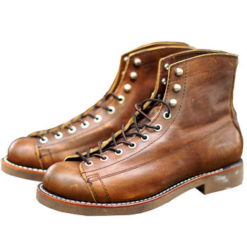 2996 Shark Tooth Short Face Boots Men's Retro Goodyear Tea Core First Layer Cowhide Versatile Trendy Motorcycle Boots