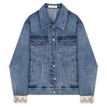 VEGA CHANG Denim Jacket Women's 2024 Spring New Small Loose Slim Design Spliced ​​​​Top